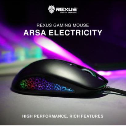 Mouse gaming rexus wired usb 2.0 220ips 1000hz 12400dpi 30G 8000fps rgb 1.8m cable arsa electrify