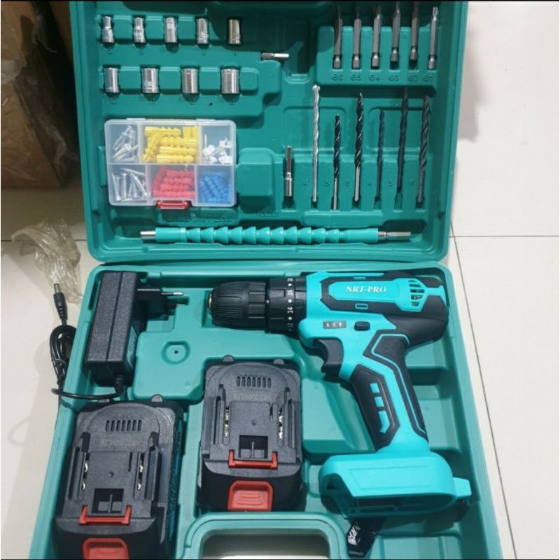 Mesin bor cordless batre baterai NRT pro DC-340 Set mata bor