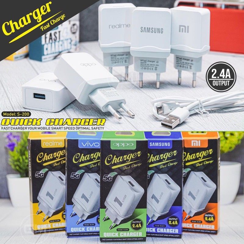 Tc Travel Charger BRAND S-200 2.4A 1Usb Kualitas Bagus