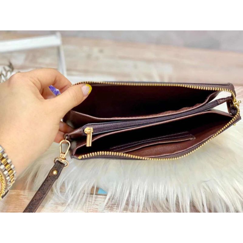 Clutch Sedang Ruang 3 Wanita Import Free Tali Pendek