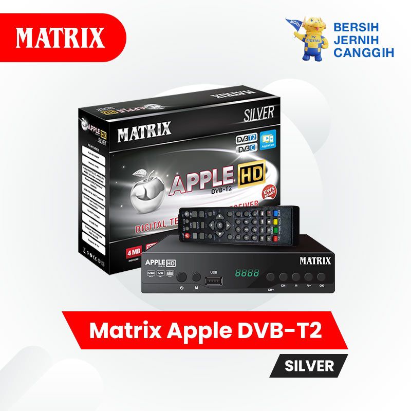 Set Top Box Matrix Set Top Box DVB T2 Apple Full HD/matrix merak kuning silver