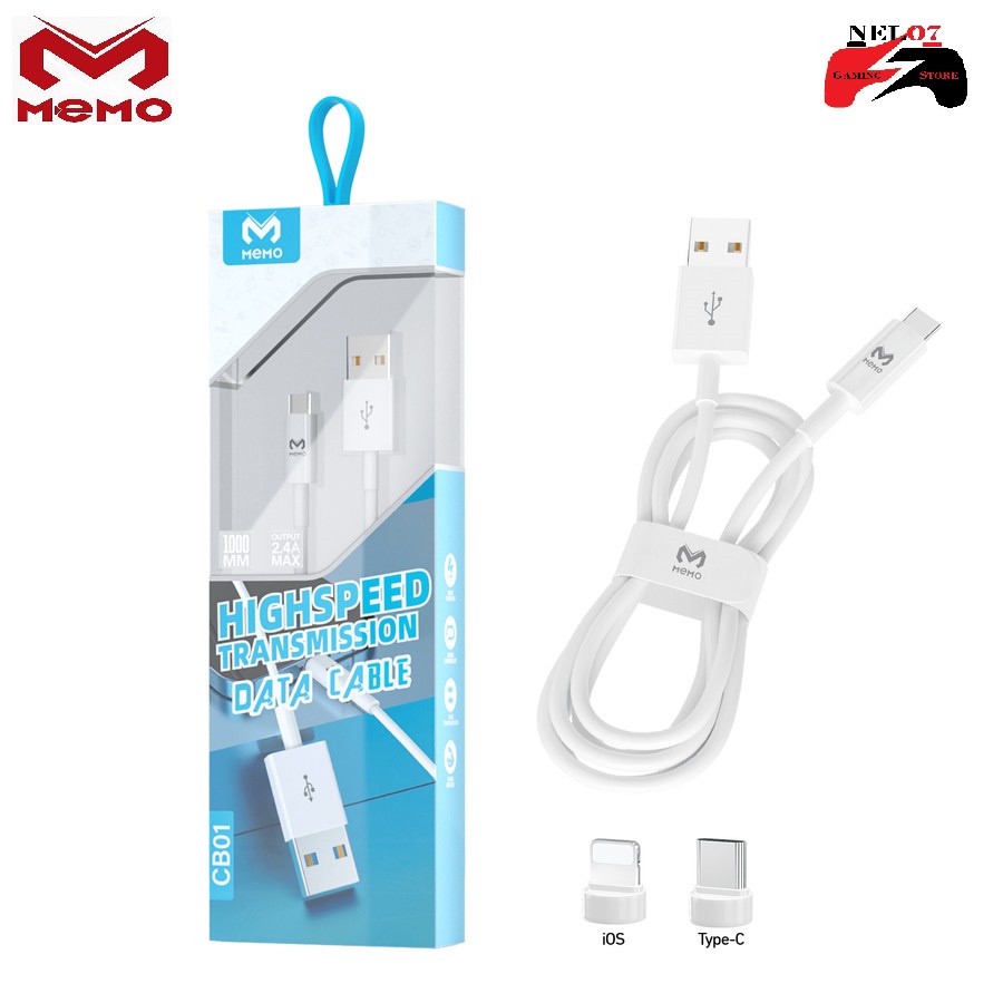 Original MEMO CB01 Android / IOS High Speed Transmission Data Cable 1 Meter Length for Type C / Lighting