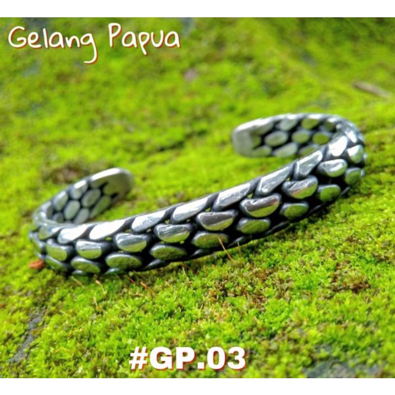 GELANG PRIA BAJA PUTIH / GELANG BESI PUTIH  SORONG PAPUA ANTI KARAT BENTUK ANYAMAN  BISA COD