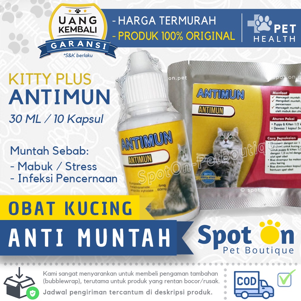 Obat Muntah &amp; Diare Kucing Anjing Antimun | Obat Mabuk Infeksi Pencernaan Kitty Plus