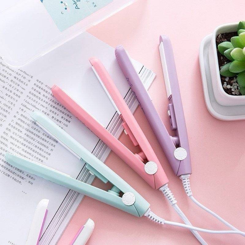 Catokan Pengeriting Rambut Mini Berbulu Poni Pengeriting Gaya Korea Rambut Hair Styling Alat Portable Elektrik Keramik Perempuan Flat Iron Perm Splint Curling