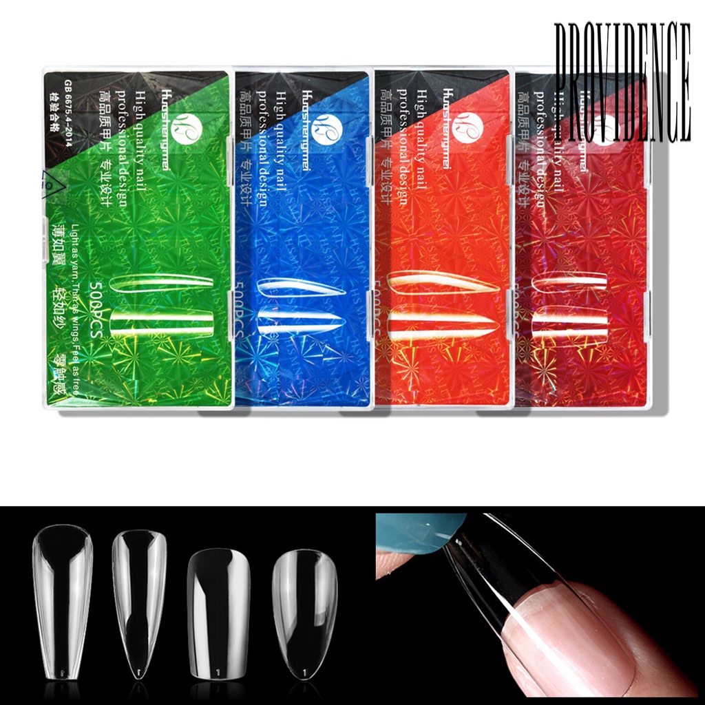 1 Kotak Kuku Palsu Panjang Ultra Tipis Transparan Flexible Dapat Dilepas Hemat Tenaga