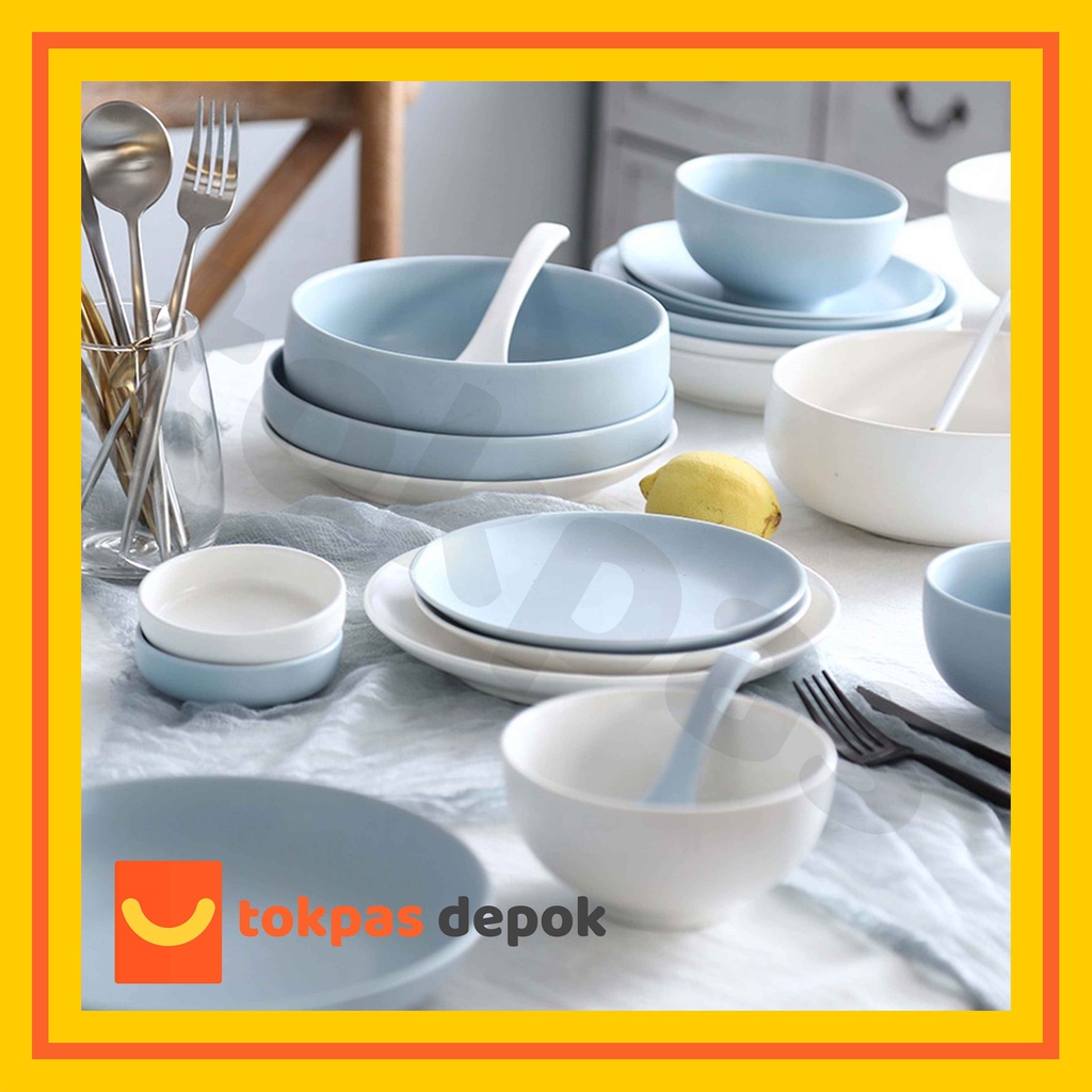 Peralatan Makan Keramik Minimalis / Piring Gelas Mug Mangkok Cantik Polos Naomi Alat Makan Aesthetic
