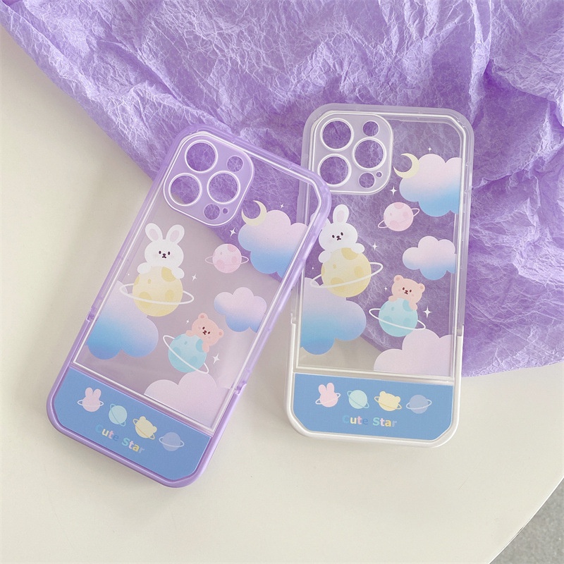 Case Bracket Lipat Motif Kartun Hewan Lucu Untuk Iphone 7 8 PLUS X XR XS 11 12 13 PRO MAX SE 2020