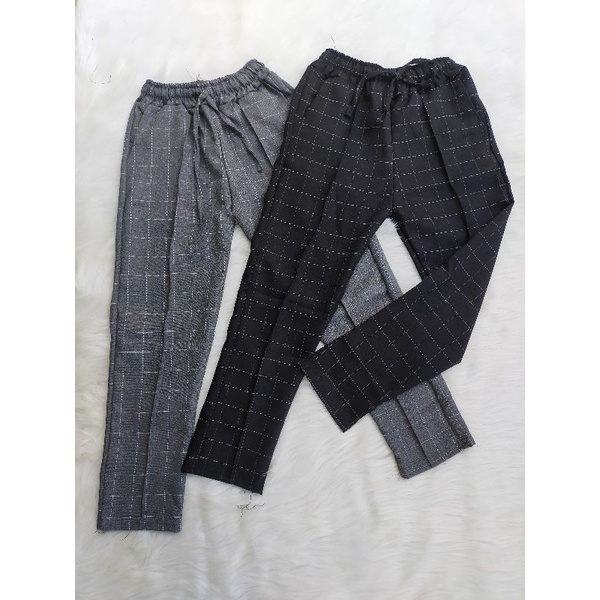 celana anak perempuan 6-13 tahun celana begy motif kotak kotak fashion anak