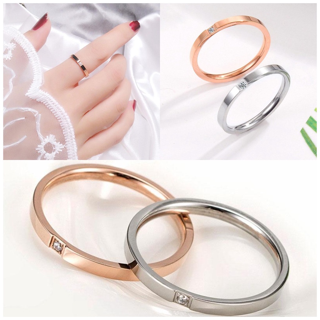 【Ready Stock】Cincin Titanium Wanita Anti Karat Asli Silver Hadiah Aksesoris Perhiasan Impor Fashion Murah COD