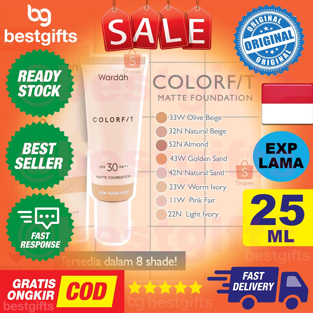 WARDAH COLORFIT MATTE FOUNDATION SPF 30 OIL CONTROL TAHAN LAMA HINGGA 12 JAM MERATAKAN WARNA KULIT 25 ML