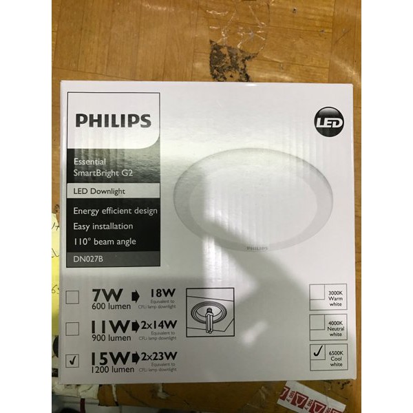 LAMPU DOWNLIGHT PANEL LED PHILIPS 15W 15 W 15 WATT 15WATT 6 DN024B