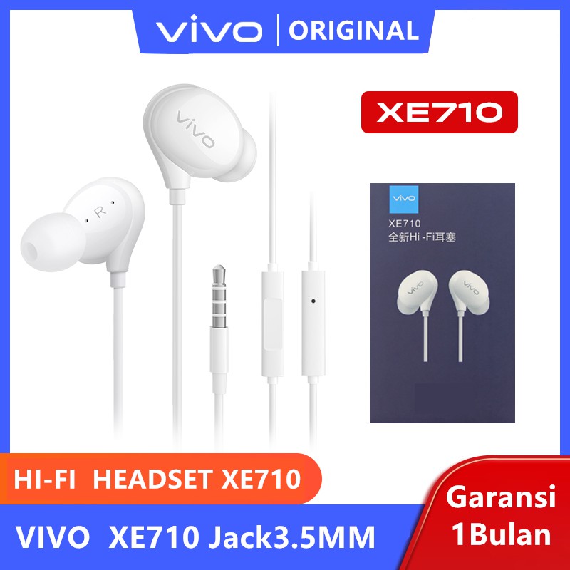 HEADSET VIVO XE710 ORIGINAL SUPPORT SEMUA VIVO Hi-Fi Earphone XE710