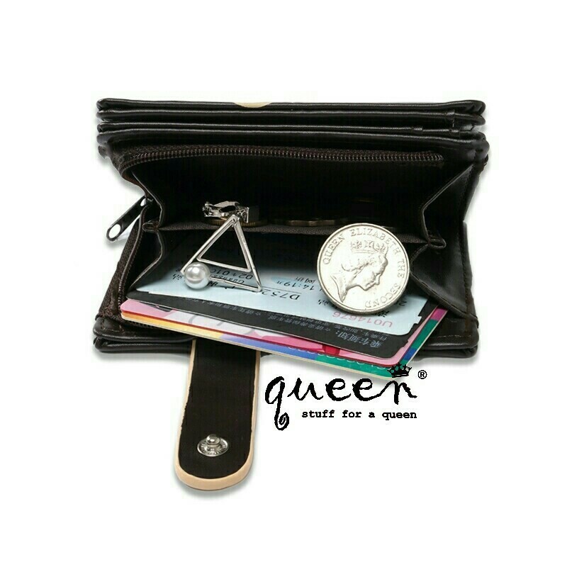 Dompet Lipat Wanita Dompet Koin Dompet Kecil Beruang Hitam Merah Krem