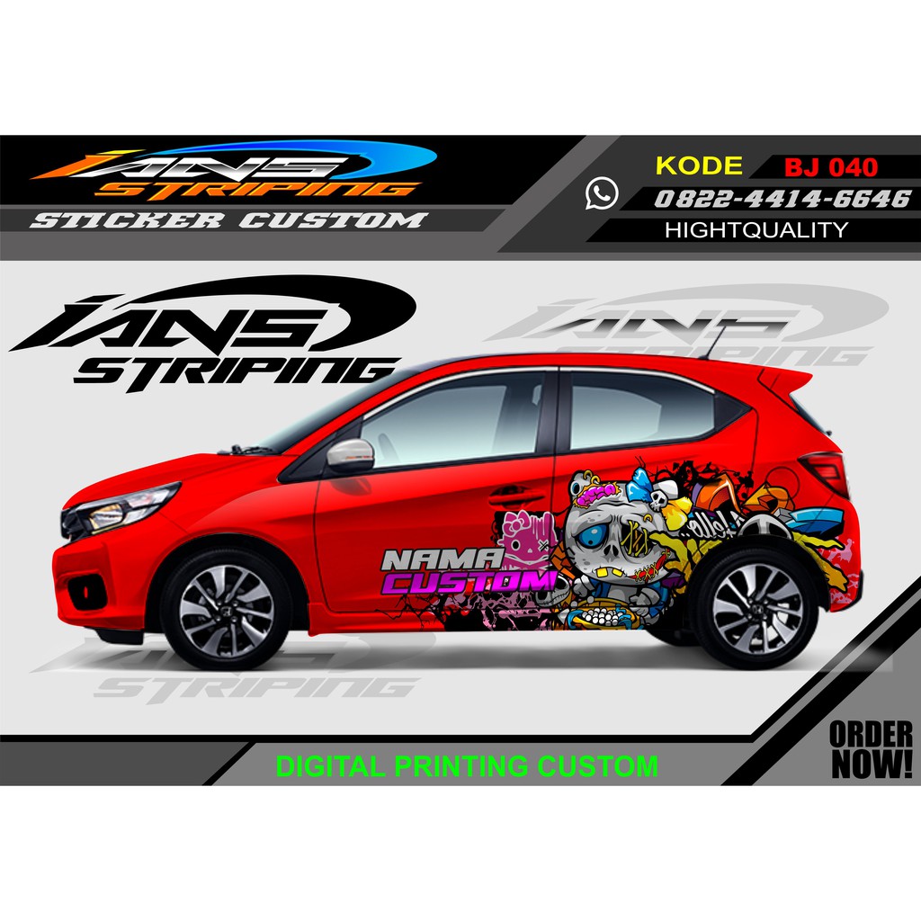 DECAL STIKER MOBIL BRIO/ VARIASI STIKER MOBIL KARTON HELLO KITTY ZOMBIE