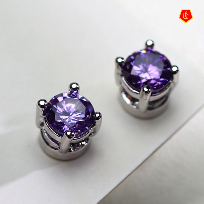[Ready Stock]Fashion Multicolor Gem Magnet Ear Studs