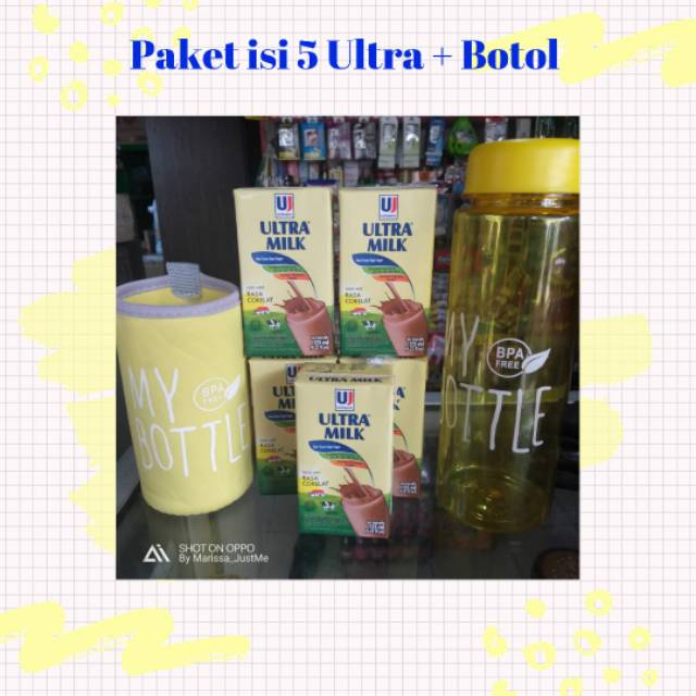 

Paket susu ultra free bottle varian rasa strawbery & coklat