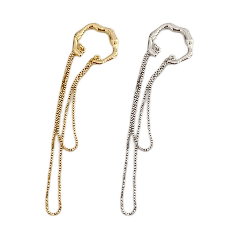 Anting Rantai Rumbai Bentuk C Warna Emas Perak Gaya Korea Untuk Wanita