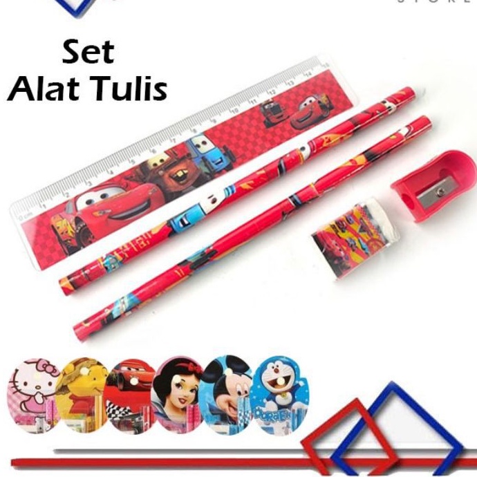 Alat Tulis Set 5 in 1 Karakter Murah Kartun Souvenir Pesta Ulang Tahun Import