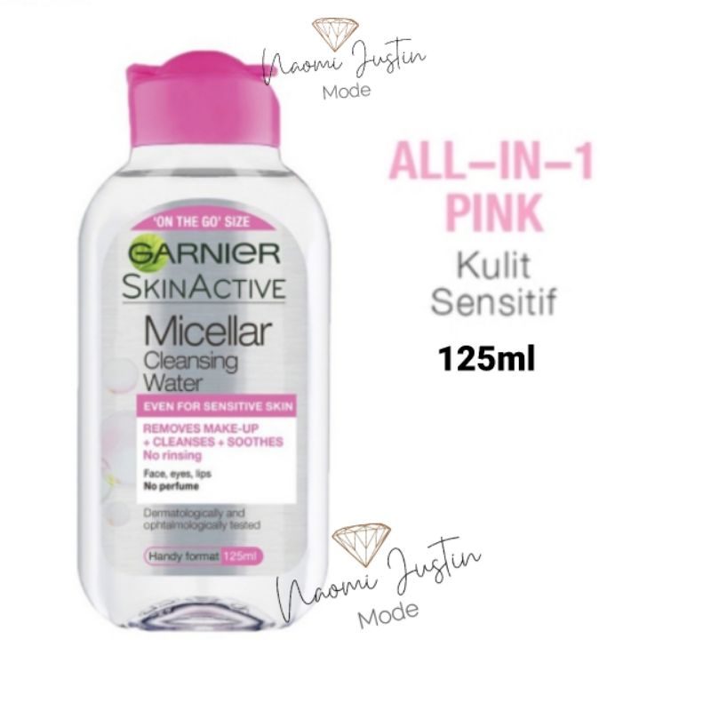 C Garnier Micellar Water Pink Skin Care 125 ml (Pembersih Wajah &amp; Makeup Untuk Kulit Sensitif)