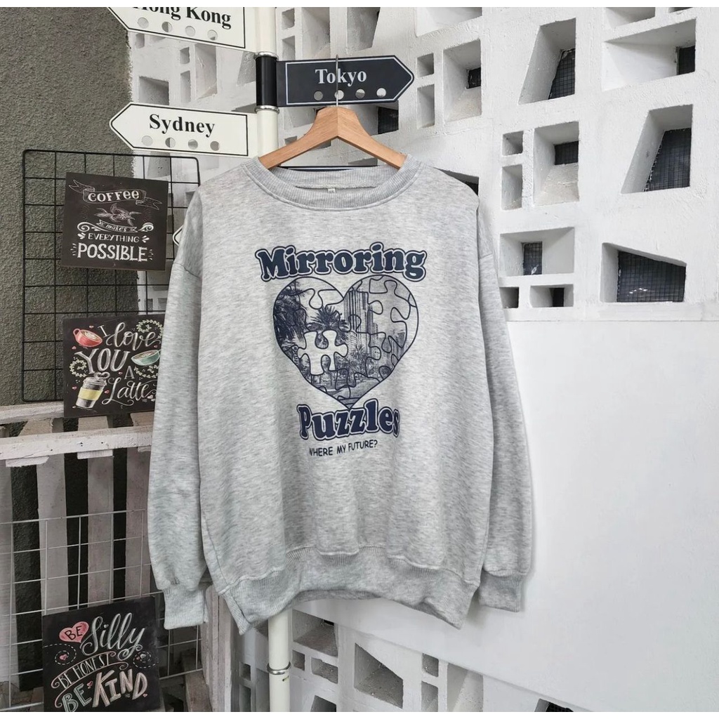 Sweater Oversize Wanita Mirroring Puzzles XXL LD 130