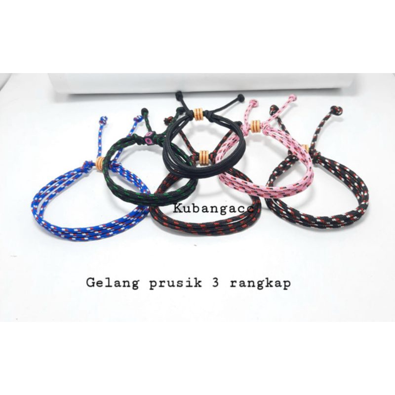 Gelang Prusik 3 Rangkap Gelang Tali Prusik Keren Gelang Cowok/Cewek Gelang Tangan Pria Wanita Kepang