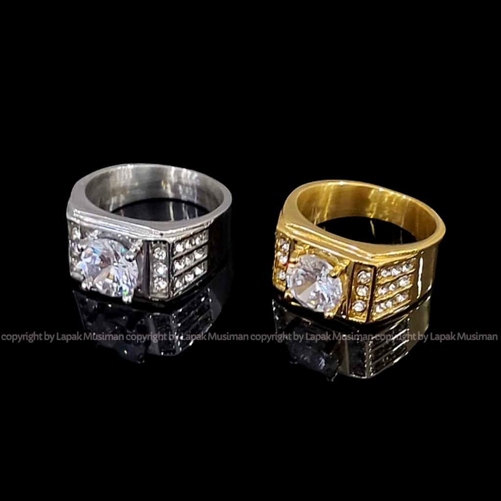 [Bayar di Tempat] Cincin Pria Batu Berlian American Diamond Kode CCZ 03B