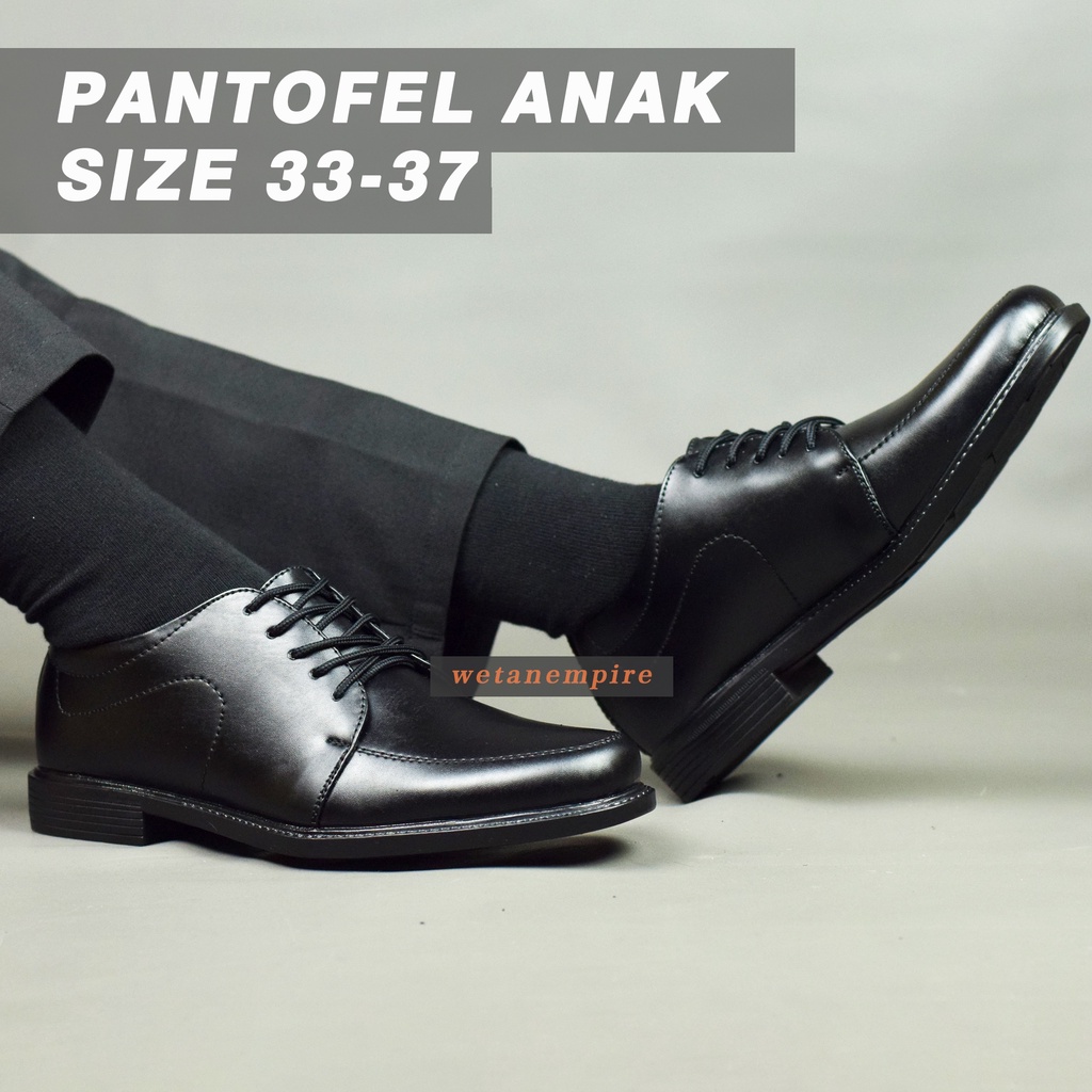 SEPATU Pantofel Anak Laki-laki Pria Size Tanggung 33 - 37 Hitam Ringan Dan Nyaman