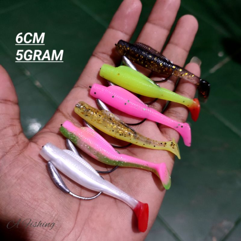 SOFT LURE 6CM SATUAN TAMBAH HOOK KENZI #1 I UMPAN SOFT PLASTIK CASTING IKAN GABUS