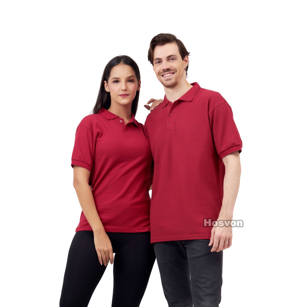 [LANGSUNG DARI PABRIK] Hosvon Kaos Kerah Wangki Cotton 100% Size S-XXL ( PRIA &amp; WANITA )