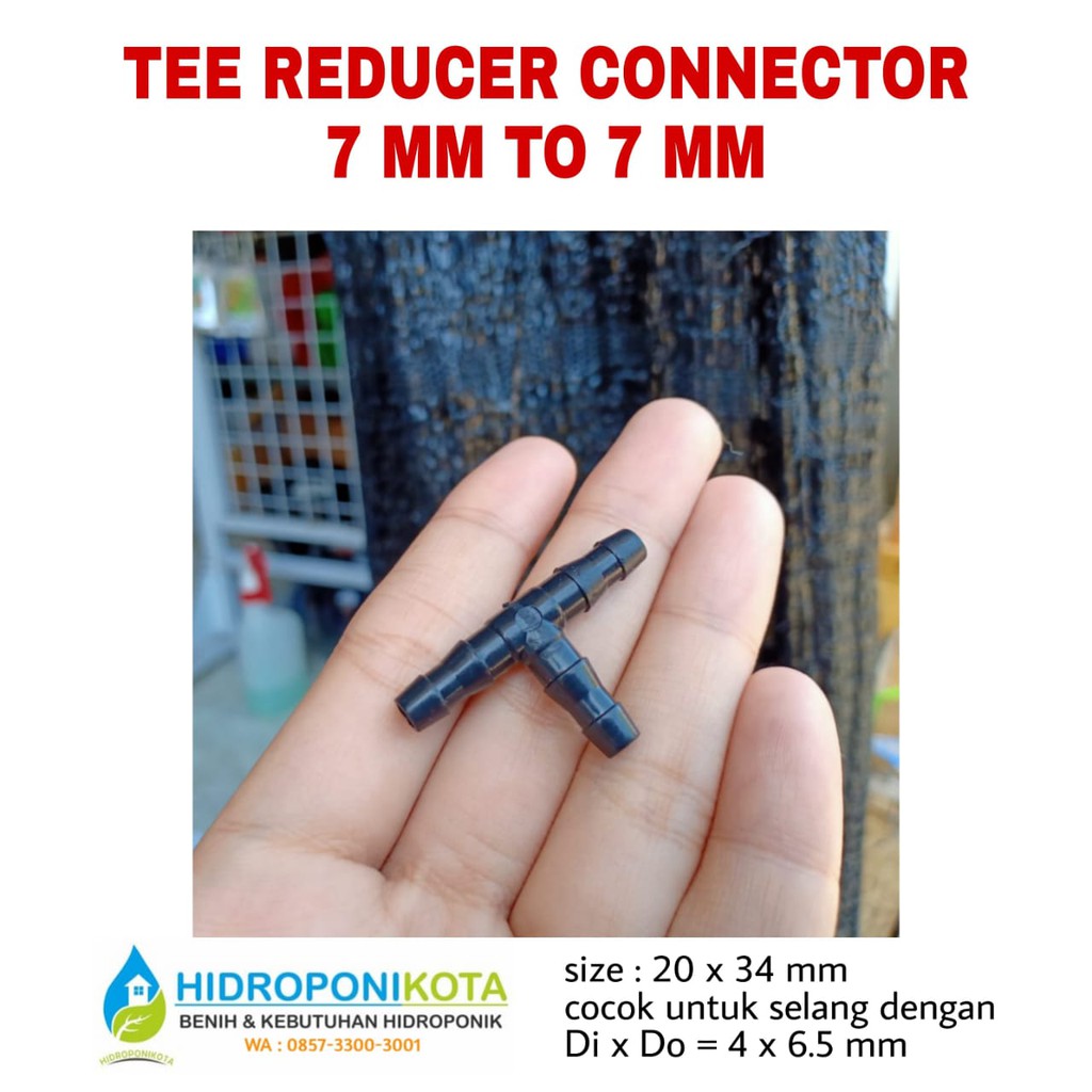 tee connector 7 mm to 7 mm - tee reducer connector - penyambung selang 7 mm ke 7 mm