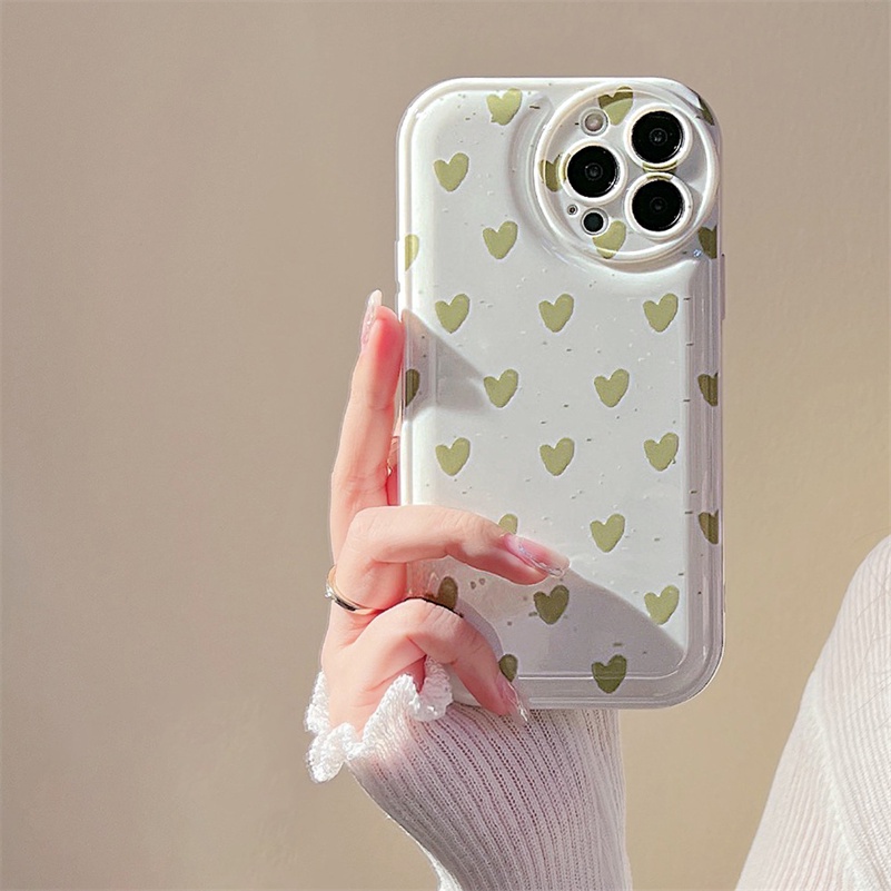 Soft Case Silikon Tpu Glossy Motif Hati 3D Untuk iPhone 14 13 12 11 Pro Max X Xr Xs Max 7 8 6 6s Plus SE 2020