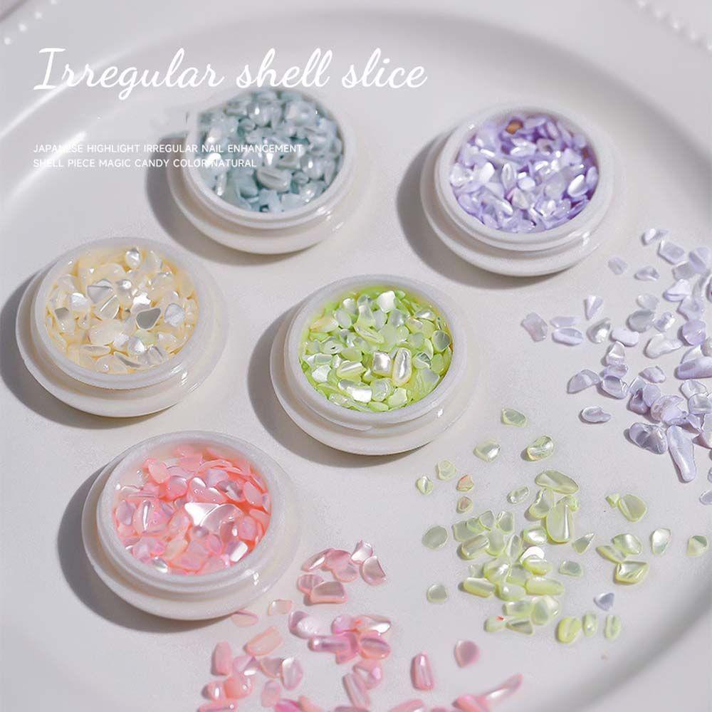 Mxbeauty 3D Nail Art Dekorasi DIY Tidak Teratur Mutiara Shell slice Ultra Tipis Kuku Payet Alami Laut Shell Nail Art Rhinestones