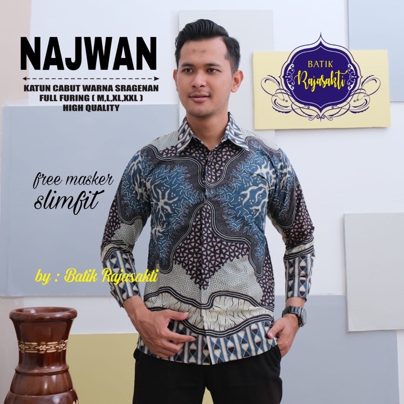 Kemeja Batik Pria NAJWAN Full Furing Bahan Katun Halus High Quality