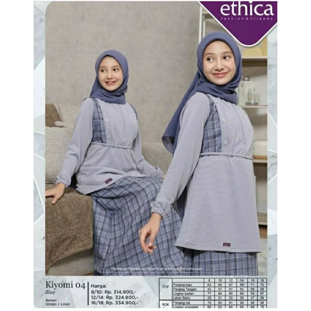 ETHICA// Ethica Kiyomi 04 Blue Kiyomi 04 Dusty Pink Baju Muslim Setelan Anak Remaja Atasan plus Rok