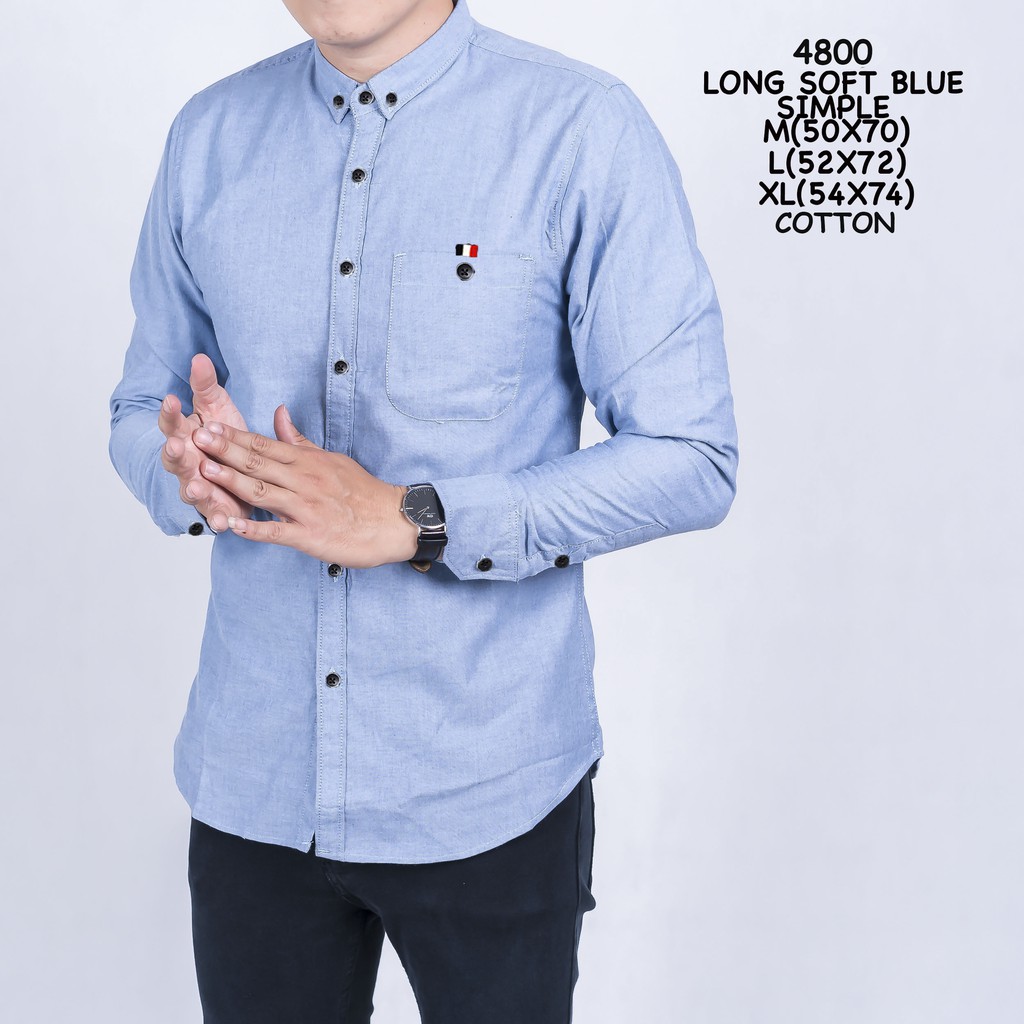 4800 Kemeja Formal Casual Pria Lengan Panjang Soft Blue Oxford Murah Grosir