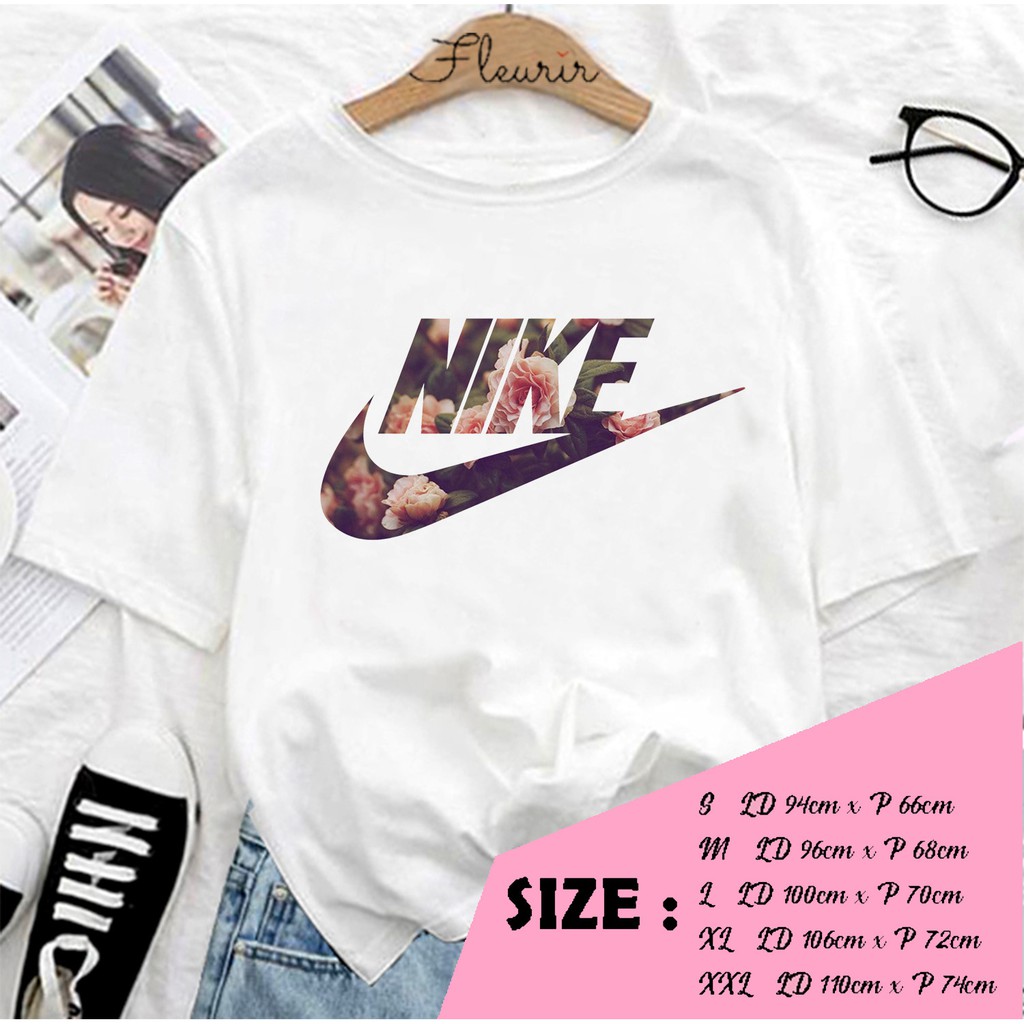 FLEURIR - KAOS NIKE FLOWER WANITA DEWASA LENGAN PENDEK TUMBLR TEE UNISEX