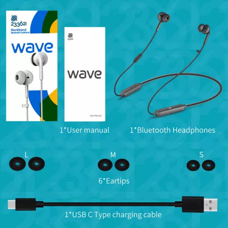 233621 Wave Neckband Earphones Sports BT5.0 QCC3034 APTX HD CVC 6.0