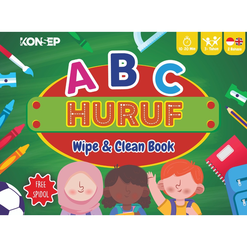 Konsep Wipe Clean Book ABC Huruf Buku Edukasi Anak Belajar Menulis Membaca Anak Paud TK Toodler