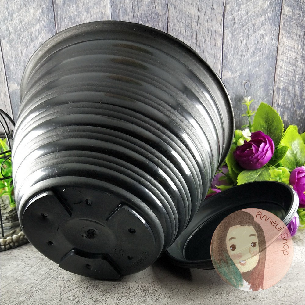 1 kg - 5 set - PT0022 - Pot Hitam 20 + Tatakan Pot Bunga Tanaman Hias