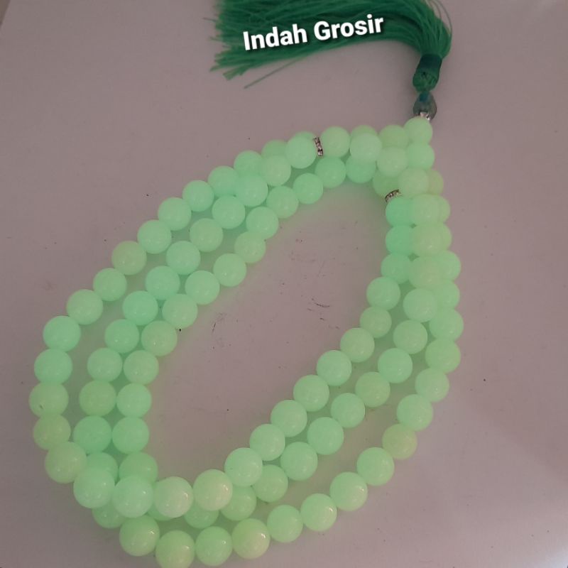 Tasbih BATU FOSFOR POSPOR Hijau Bercahaya Tasbih 10mm 99Butir ASLI Batu Fosfor Hijau