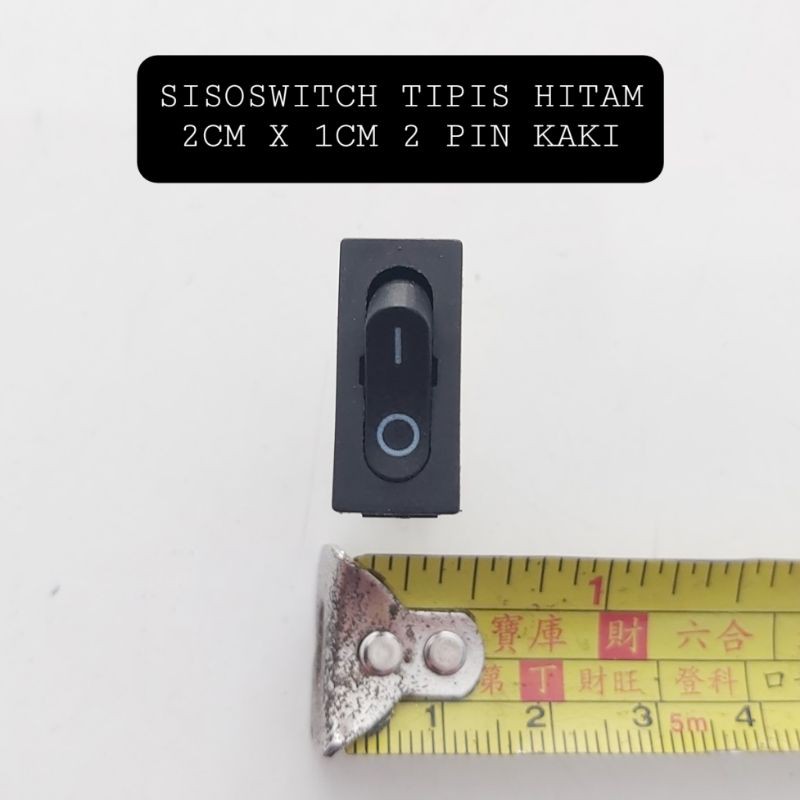 Rocker Switch Saklar Tipis 2CM X 1CM HITAM 2 PIN KAKI