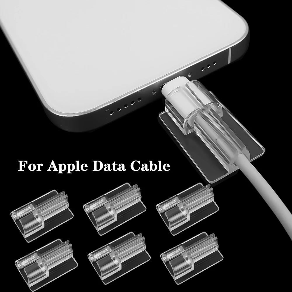 1 / 5Pcs Klip Pengencang Kabel Charger USB Bahan TPU Transparan Dapat Digunakan Kembali Untuk iphone