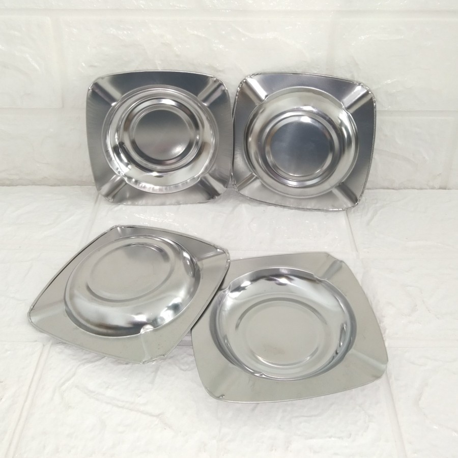 Asbak Stainless Steel Besi Segi Empat Kotak Bulat