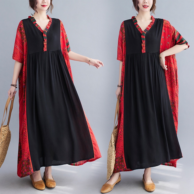 Jumbo Ruby Dress Tipis Nerawang Adem Fashion Retro Terbaru Summer