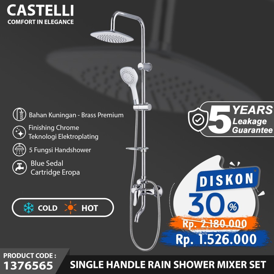 Shower Mandi Tiang Set Panas Dingin RAIN SHOWER CASTELLI TERLARIS