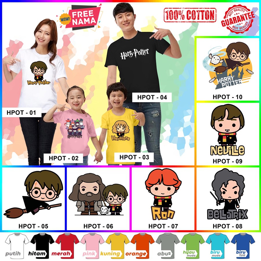 [FREE NAMA!!] Baju Kaos ANAK DAN DEWASA HARRY POTTER BANYAK MOTIF