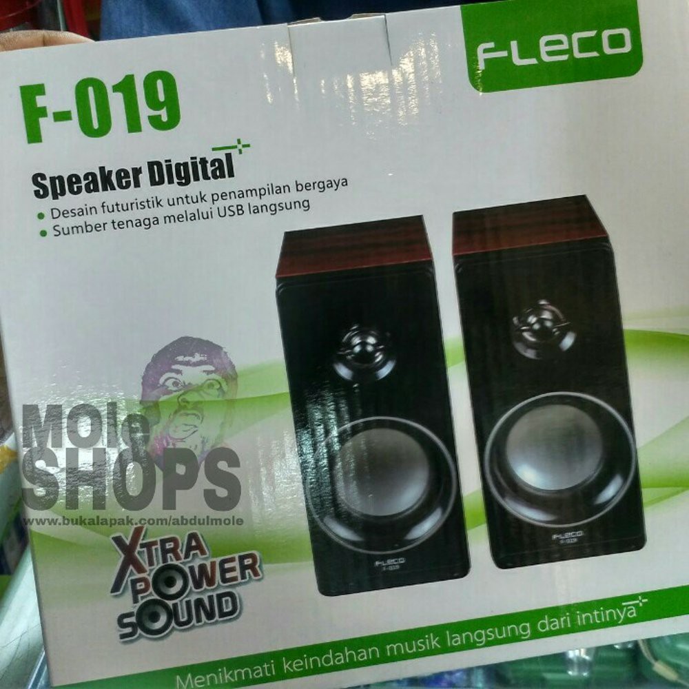 Speaker Aktif kayu FLECO F 019 Extra Super Sound  Speaker Mini Komputer  Speaker H  Speaker Laptop
