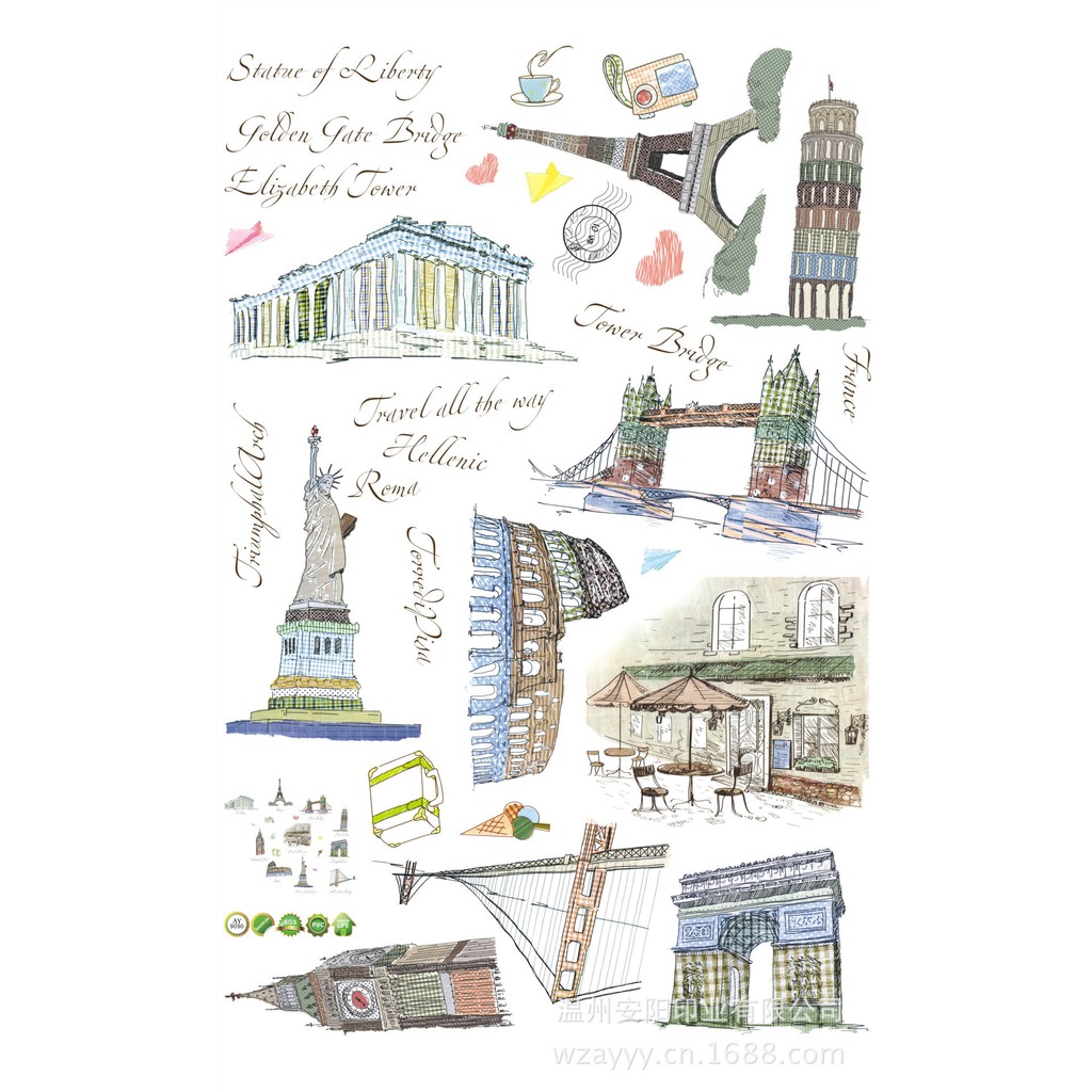 RELIZA Wall Sticker / Stiker Dinding 60X90 sketch KOTA PARIS PISA LIBERTY LONDON AY9090