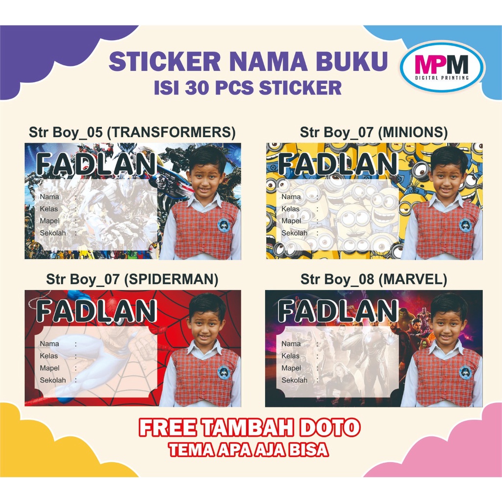 

72 PCS Stiker Nama Buku / Stiker Custom Nama Buku Sekolah Anak